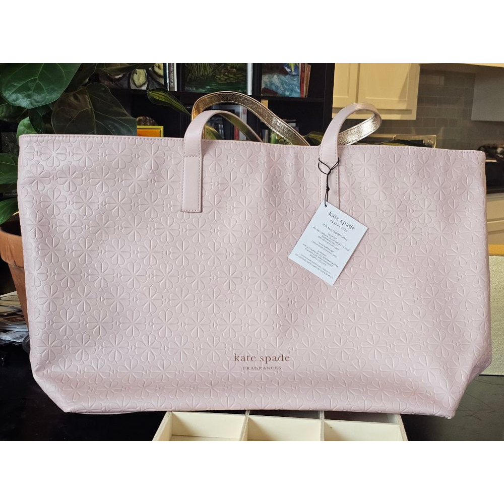 Kate Spade Pale Pink Giant Lined Spade Print Tote Bag - Picture 3 of 15